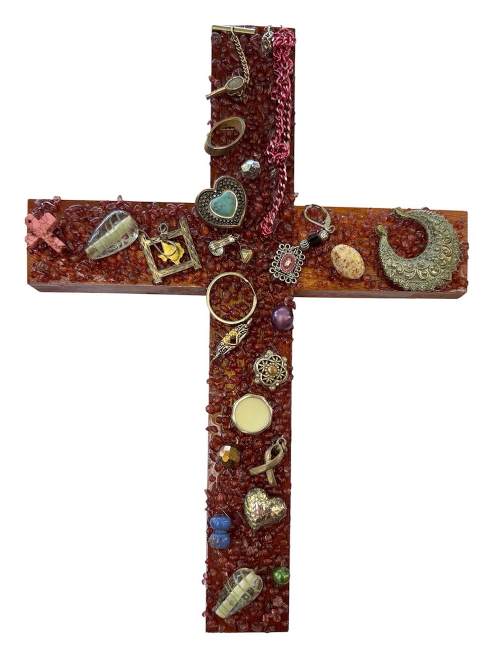 Embellished Decorative Cross Wall Art - Red - Picture 2 of 7